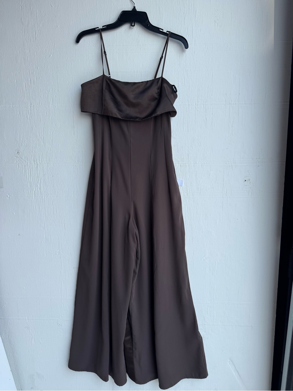 Adam Lippes Chocolate Brown Wide-Leg Spaghetti-Strap Jumpsuit - Picture 5 of 8